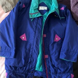Lifestyles Women's Blue Ski Jacket with Teal Liner and Pink Accents